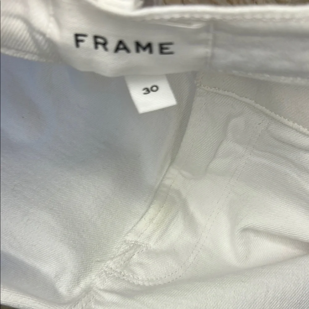 Frame Denim White Jean Shorts with Cuffed Hem - Picture 6 of 7